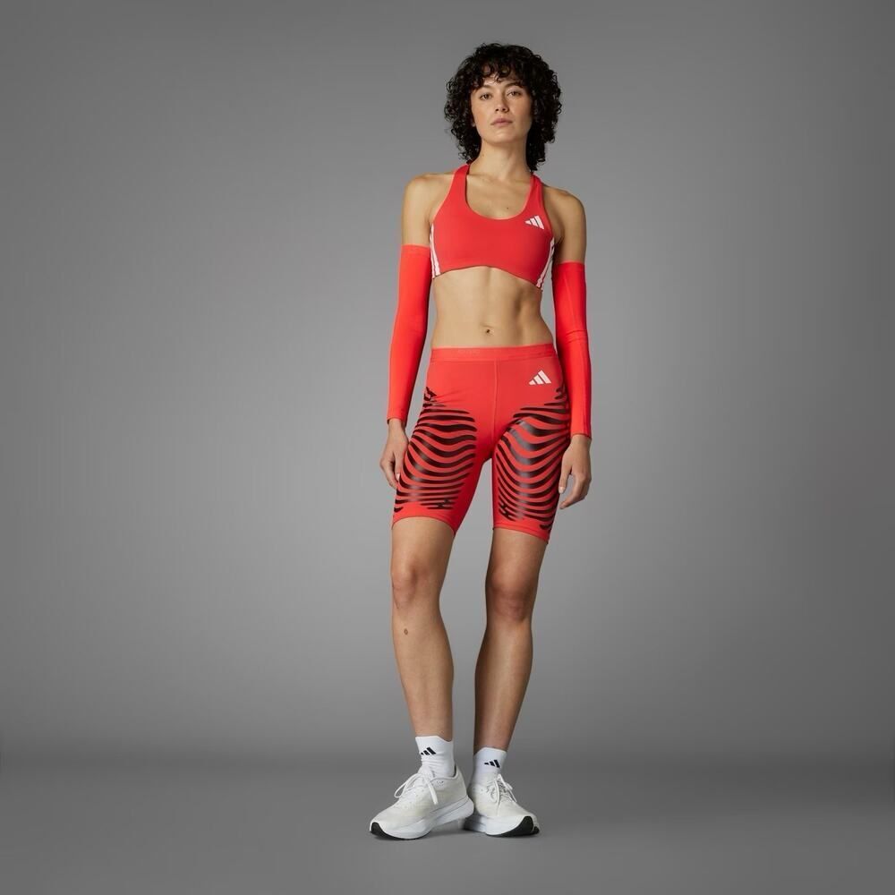 Adidas Women Running Shorts Size Medium Red Adizero Short Tights IX8977 NWT